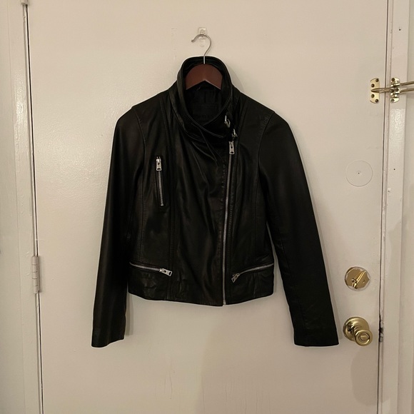 AllSaints Bales Biker Leather Jacket | US 2 - Picture 7 of 8